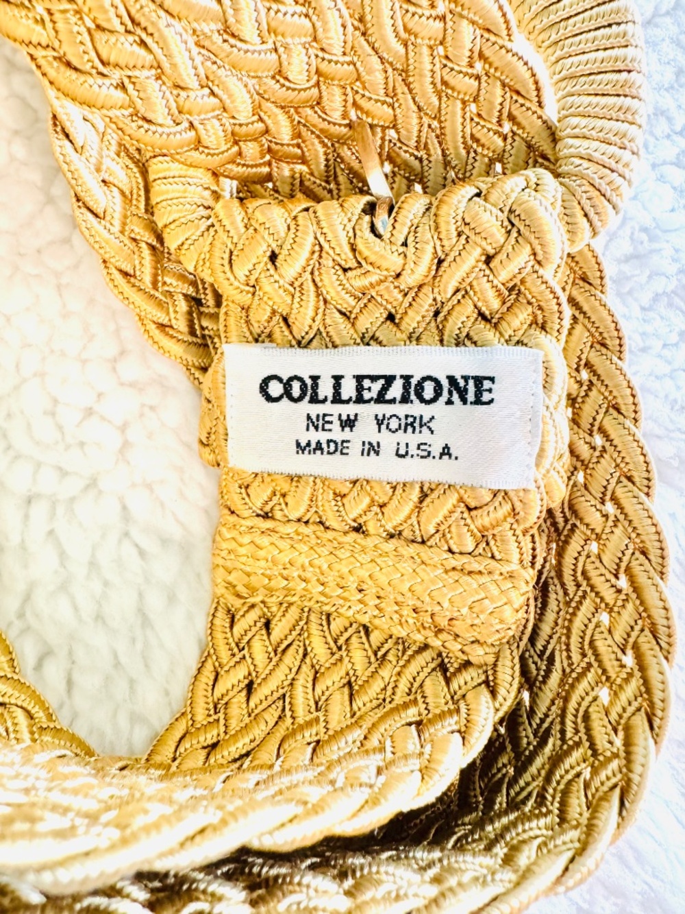 Vintage Collezione Belt New York Wide Rattan Rafia Straw Woven 37” Glam Boho USA - Picture 3 of 6